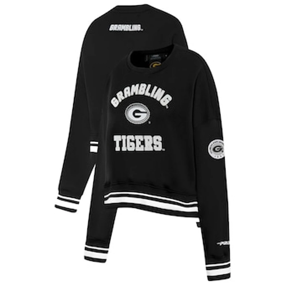 Women's Pro Standard  Black Grambling Tigers Pearl Cropped Pullover Sweatshirt