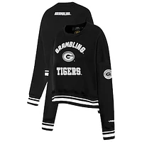 Women's Pro Standard  Black Grambling Tigers Pearl Cropped Pullover Sweatshirt