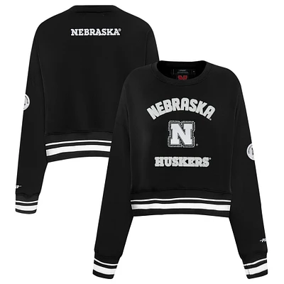 Women's Pro Standard  Black Nebraska Huskers Pearl Cropped Pullover Sweatshirt