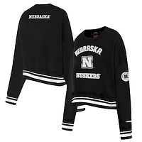 Women's Pro Standard  Black Nebraska Huskers Pearl Cropped Pullover Sweatshirt