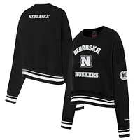 Women's Pro Standard  Black Nebraska Huskers Pearl Cropped Pullover Sweatshirt