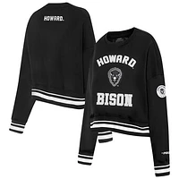 Women's Pro Standard  Black Howard Bison Pearl Cropped Pullover Sweatshirt