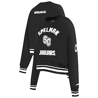 Women's Pro Standard  Black Spelman College Jaguars Pearl Cropped Pullover Sweatshirt