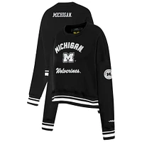 Women's Pro Standard  Black Michigan Wolverines Pearl Cropped Pullover Sweatshirt