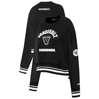 Women's Pro Standard  Black Vanderbilt Commodores Pearl Cropped Pullover Sweatshirt