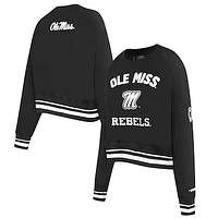 Women's Pro Standard  Black Ole Miss Rebels Pearl Cropped Pullover Sweatshirt