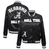 Women's Pro Standard  Black Alabama Crimson Tide Satin Pearl Full-Snap Jacket