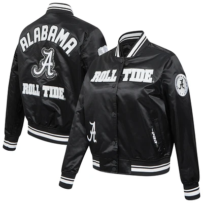 Women's Pro Standard  Black Alabama Crimson Tide Satin Pearl Full-Snap Jacket