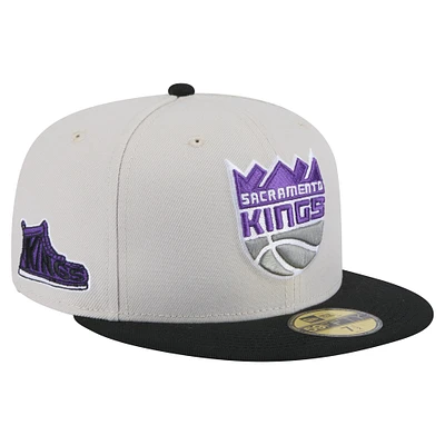 Men's Sacramento Kings  New Era Stone Victory Grove Vintage Sidepatch Sneaker 59FIFTY Fitted Hat