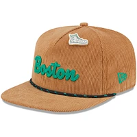 Men's New Era  Tan Boston Celtics Victory Grove Corduroy Sneaker Pin Golfer Adjustable Hat