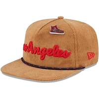 Men's New Era  Tan LA Clippers Victory Grove Corduroy Sneaker Pin Golfer Snapback Hat