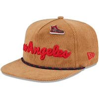 Men's New Era  Tan LA Clippers Victory Grove Corduroy Sneaker Pin Golfer Snapback Hat