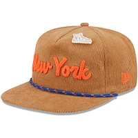 Men's New Era  Tan New York Knicks Victory Grove Corduroy Sneaker Pin Golfer Adjustable Hat