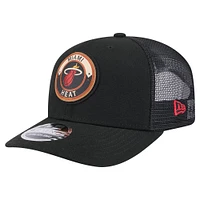 Men's New Era  Black Miami Heat Victory Grove Circle Patch 9SEVENTY Adjustable Hat