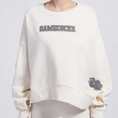 Women's Pro Standard Cream South Carolina Gamecocks French Terry Boxy Cropped Pullover Crewneck