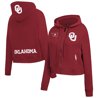 Women's Pro Standard Crimson Oklahoma Sooners Game Day Sequin Full-Zip Hooded Jacket