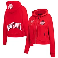 Women's Pro Standard Scarlet Ohio State Buckeyes Game Day Sequin Full-Zip Hooded Jacket