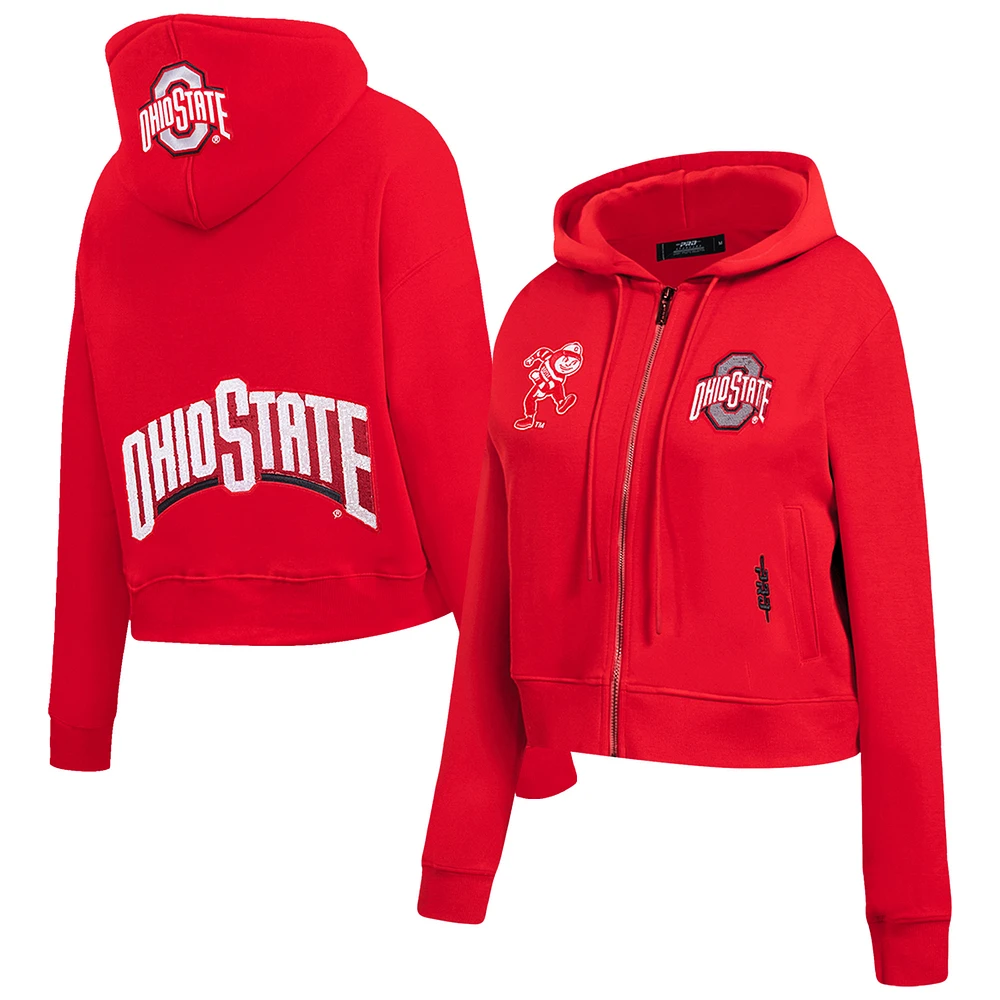 Women's Pro Standard Scarlet Ohio State Buckeyes Game Day Sequin Full-Zip Hooded Jacket