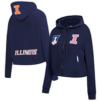 Women's Pro Standard Navy Illinois Fighting Illini Game Day Sequin Full-Zip Hooded Jacket