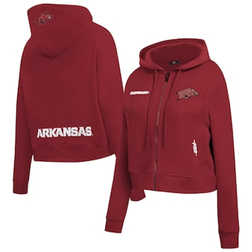 Women's Pro Standard Cardinal Arkansas Razorbacks Game Day Sequin Full-Zip Hooded Jacket