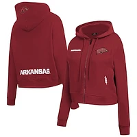 Women's Pro Standard Cardinal Arkansas Razorbacks Game Day Sequin Full-Zip Hooded Jacket