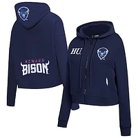 Women's Pro Standard  Navy Howard Bison Game Day Sequin Full-Zip Hoodie Jacket