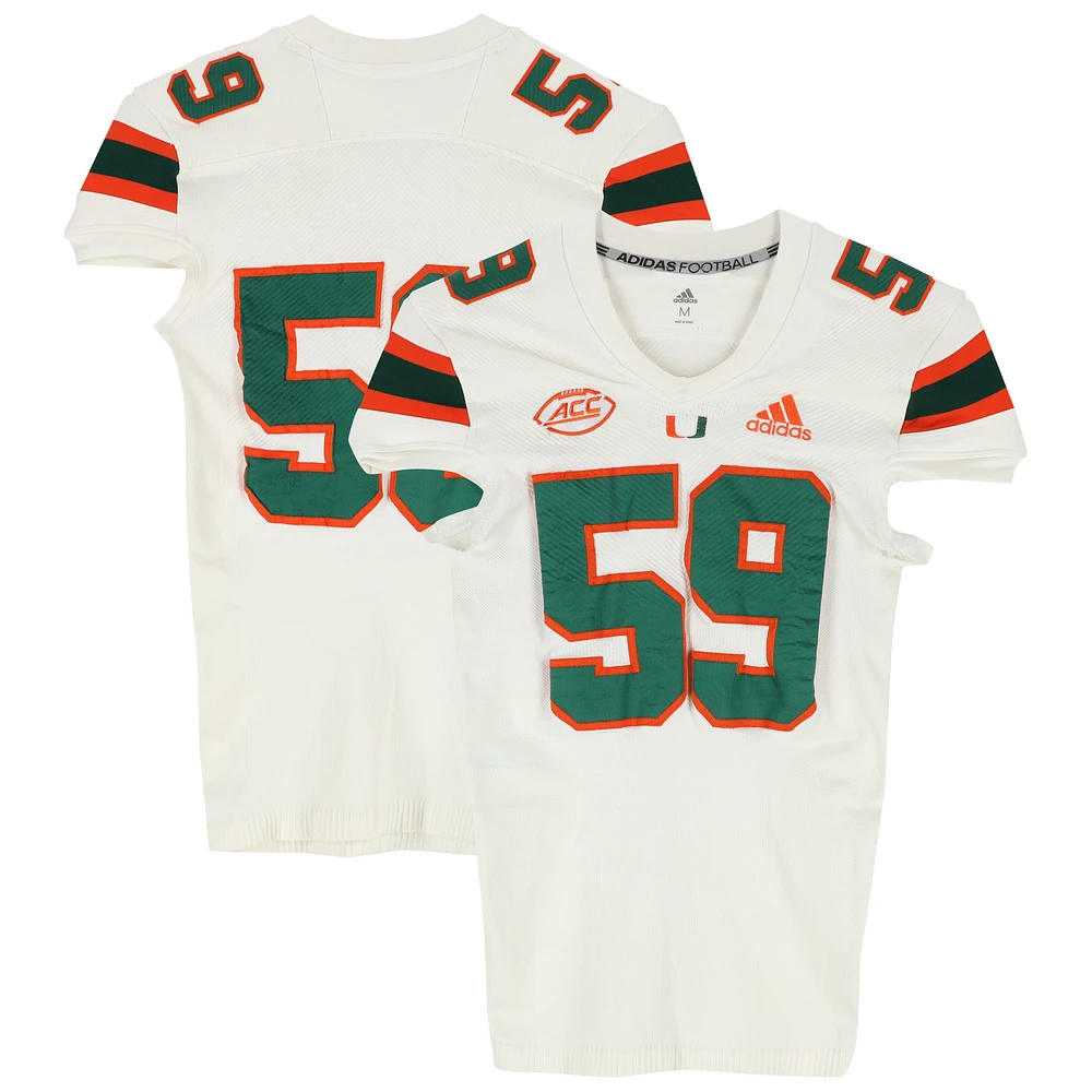 Miami Hurricanes Team-Issued adidas #59 Jersey from the Football Program