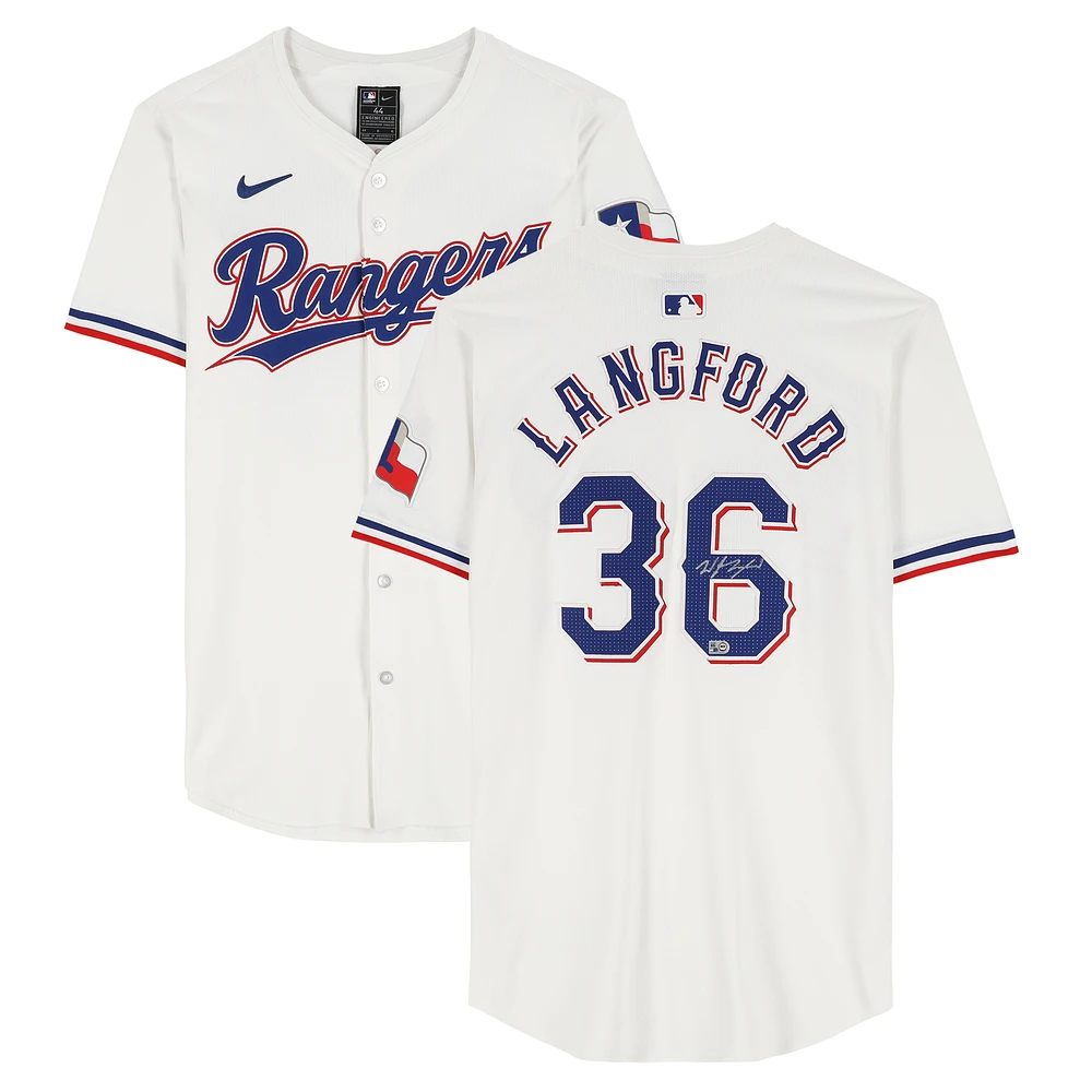 Wyatt Langford Texas Rangers Autographed White Nike Authentic Jersey