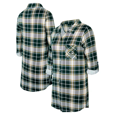 Women's Concepts Sport Green Bay Packers Ashford Plaid Knit Nightshirt