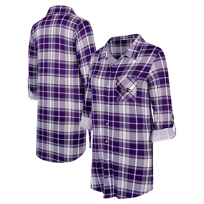 Women's Concepts Sport Purple Baltimore Ravens Ashford Plaid Knit Nightshirt