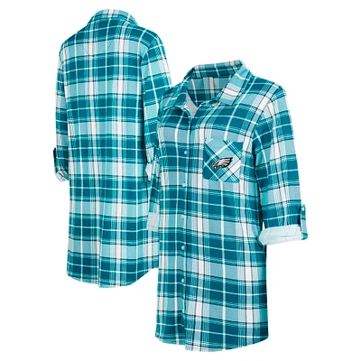 Women's Concepts Sport Midnight Green Philadelphia Eagles Ashford Plaid Knit Nightshirt