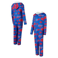 Women's Concepts Sport Royal Buffalo Bills Throwback Roadway Allover Print Microfleece Full-Zip Union Suit