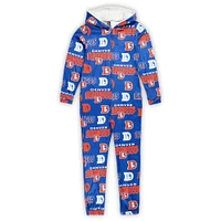 Women's Concepts Sport Royal Denver Broncos Roadway Allover Print Microfleece Full-Zip Union Suit