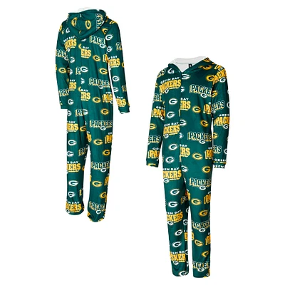 Women's Concepts Sport Green Bay Packers  Roadway Allover Print Microfleece Full-Zip Union Suit