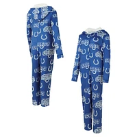 Women's Concepts Sport Royal Indianapolis Colts  Roadway Allover Print Microfleece Full-Zip Union Suit