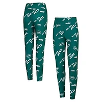 Women's Concepts Sport Green New York Jets Breakthrough Allover Print Knit Leggings