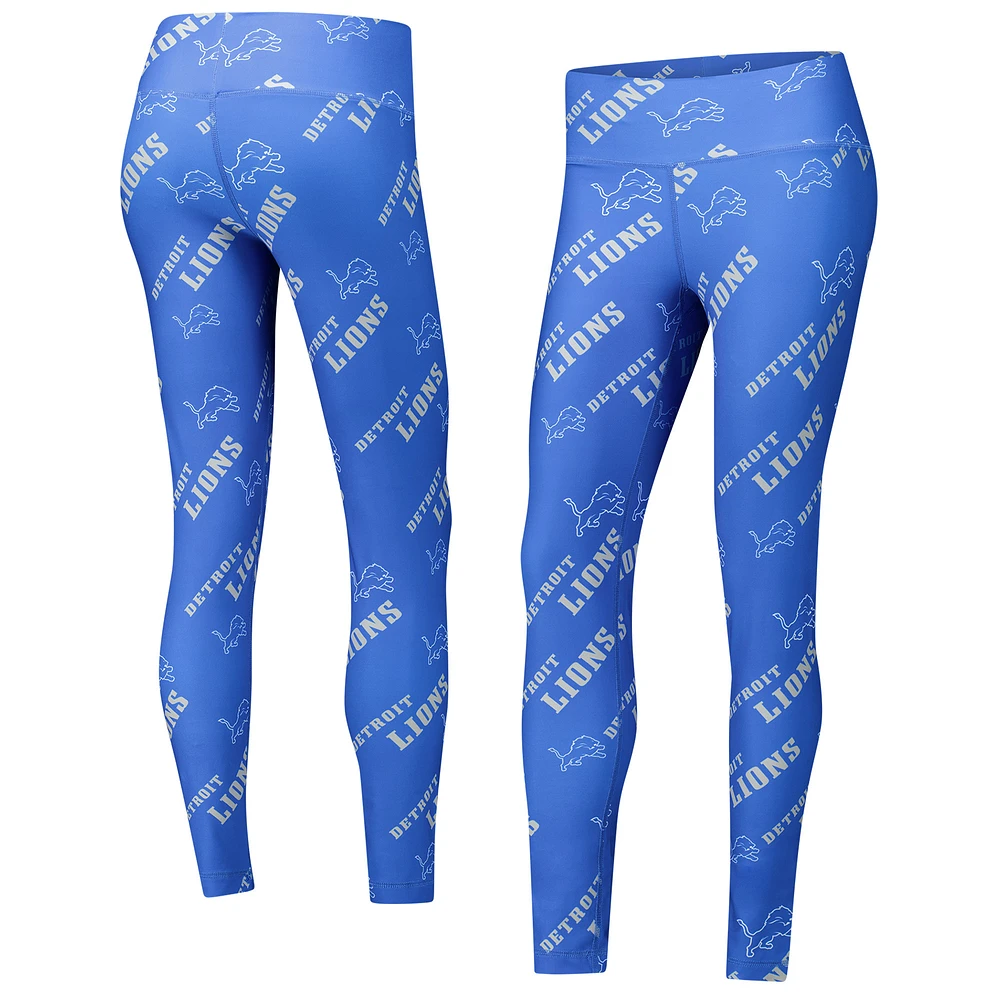 Women's Concepts Sport Blue Detroit Lions Breakthrough Allover Print Knit Sleep Leggings