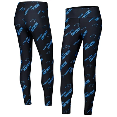 Women's Concepts Sport Black Carolina Panthers Breakthrough Allover Print Knit Sleep Leggings