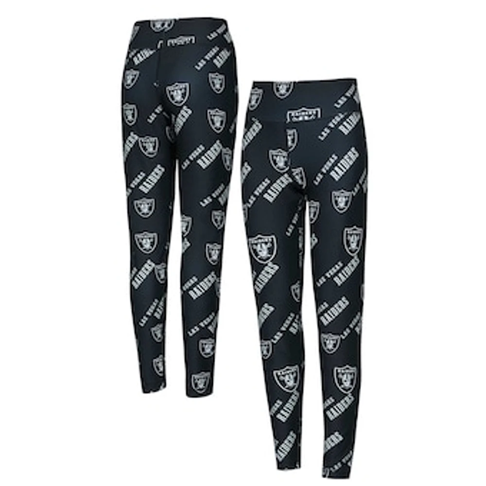 Women's Concepts Sport Black Las Vegas Raiders Breakthrough Allover Print Knit Sleep Leggings