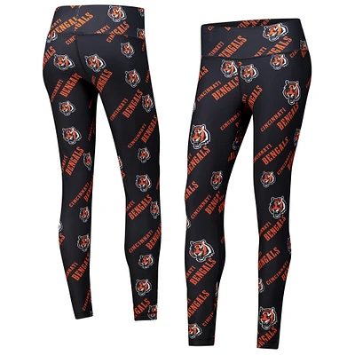 Women's Concepts Sport Black Cincinnati Bengals Breakthrough Allover Print Knit Leggings