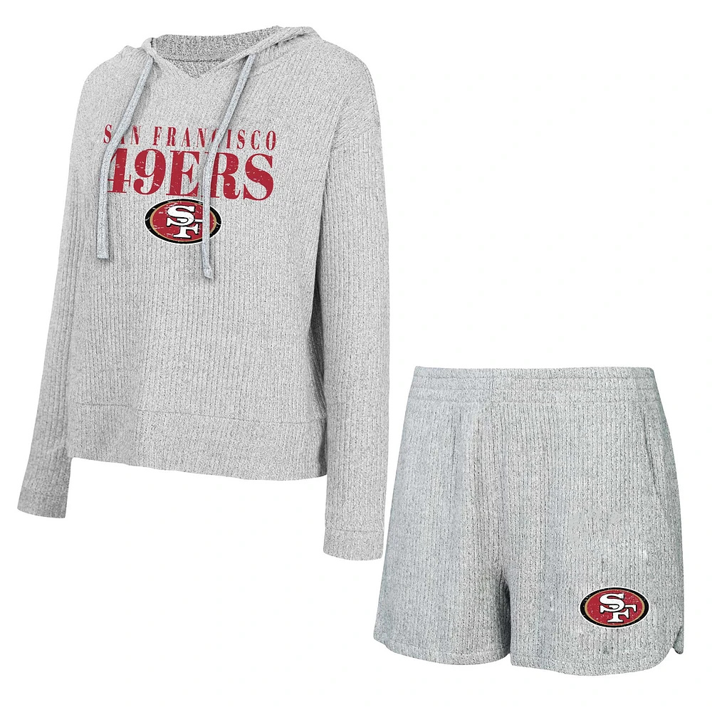 Women's Concepts Sport Gray San Francisco 49ers Juniper Long Sleeve Hoodie Top & Shorts Set