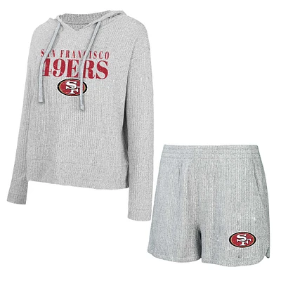 Women's Concepts Sport Gray San Francisco 49ers Juniper Long Sleeve Hoodie Top & Shorts Set