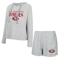 Women's Concepts Sport Gray San Francisco 49ers Juniper Long Sleeve Hoodie Top & Shorts Set