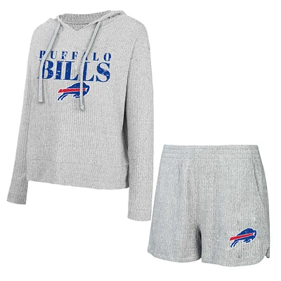 Women's Concepts Sport Gray Buffalo Bills Juniper Long Sleeve Hoodie T-Shirt & Shorts Set