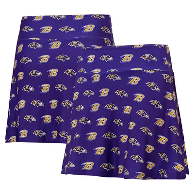 Women's Concepts Sport Purple Baltimore Ravens Record Allover Print Knit Sleep Skort