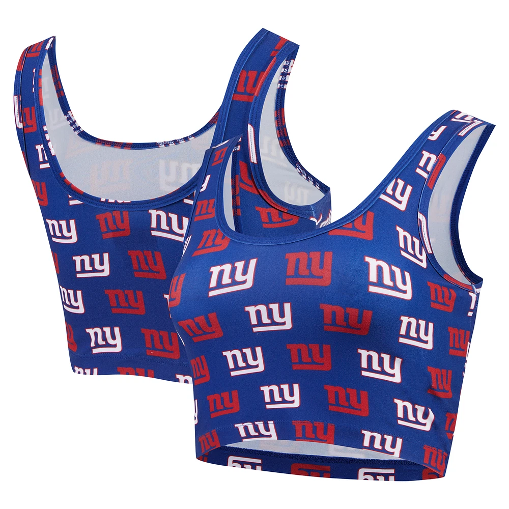 Women's Concepts Sport Royal New York Giants Record Allover Print Bralette