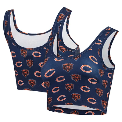 Women's Concepts Sport Navy Chicago Bears Record Allover Print Bralette