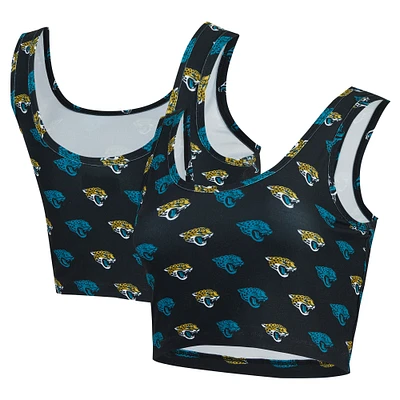 Women's Concepts Sport Black Jacksonville Jaguars Record Allover Print Bralette