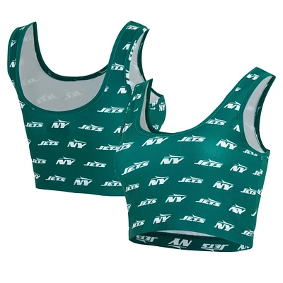 Women's Concepts Sport Green New York Jets Record Allover Print Bralette