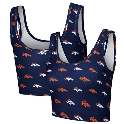 Women's Concepts Sport Navy Denver Broncos Record Allover Print Bralette